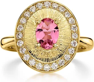 Ross-Simons Pink Tourmaline Ring With. Lab-Grown Diamonds in 18kt Gold Over Sterling