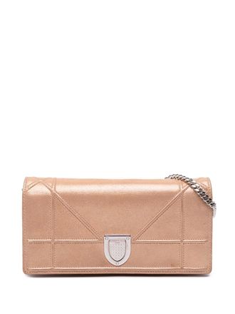 Dior 2015 Metallic Grained Calfskin Diorama Wallet on Chain crossbody bag - women - Calf Leather - One Size - Gold