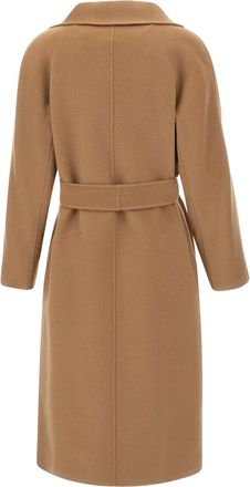 Max Mara Womens Long Wrap Coat Cles Camel Virgin Wool