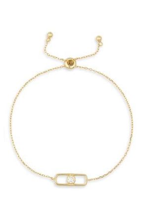 Argento Vivo Round Cubic Zirconia Charm Slider Bracelet in Gold at Nordstrom Rack