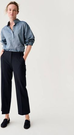 Ann Mashburn Frankie Cropped Pants In Navy Bi-Stretch Tropical Wool