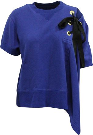 Nike Sacai Lace-up Shoulder Top in Blue Cotton