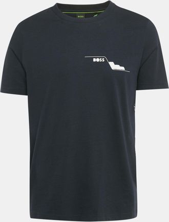 HUGO BOSS Boss By Hugo Boss Navy Blue Printed Jersey Tee3 T-Shirt