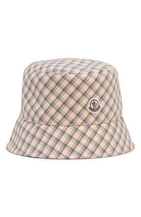 Moncler Archive DNA Plaid Bucket Hat in Light Brown at Nordstrom, Size Medium