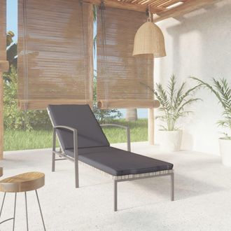 vidaXL Tumbona Con Coj&iacute;n De Rat&aacute;n Sint&eacute;tico Gris Vidaxl