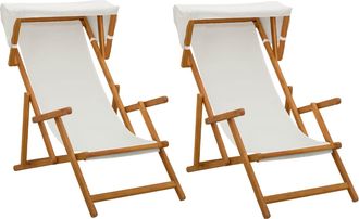 vidaXL Silla De Terraza 2 Pcs 3 Posici&oacute;n Madera De Eucalipto Maciza Vidaxl