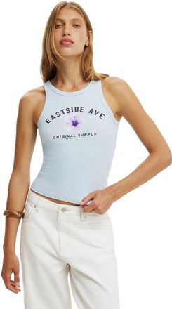 Cotton On Womens High Neck Graphic Tank in Eastside Seaside Blue at Nordstrom, Size X-Small