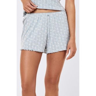 Papinelle Sleepwear Imogen Cotton Pointelle Pajama Shorts in Celestial Blue at Nordstrom, Size X-Large