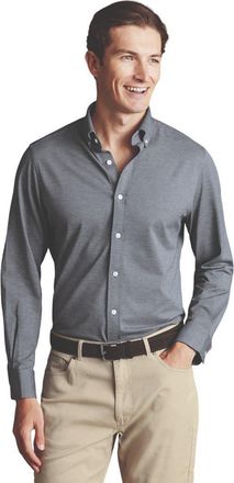 CHARLES TYRWHITT Four-Way Stretch Button Down Jersey Shirt in Flint Grey at Nordstrom, Size Xxx-Large