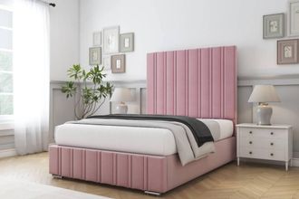 Comfort Beds Paris Plush Bed Frame - 50 Upholstered Headboard in Pink | Size: Double