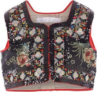 Comme Des Garçons Gilet con ricamo a fiori - Nero