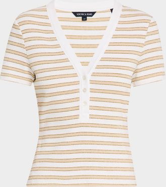 Veronica Beard Dekalb Stripe Short-Sleeve Top