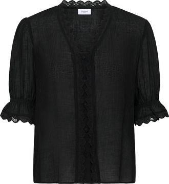 Saint Tropez Kurzarmbluse SAINT TROPEZ KristelSZ Shirt, Damen, Gr. XXL, schwarz, Web, Obermaterial: 80% Viskose, 20% Polyacryl, unifarben, normal, V-Ausschnitt, Bl