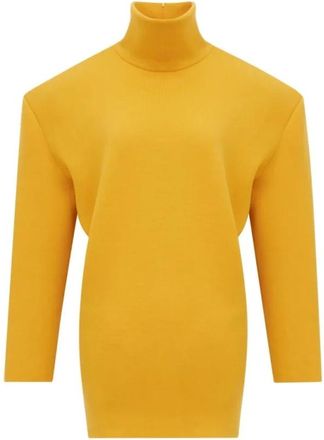 Saint Laurent Truien & Vesten, Dames, Geel, M, Turtleneck Jurk