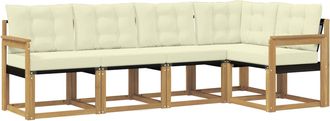 vidaXL Conjunto De Sof&aacute;s De Exterior 5 Uds. Blanco Y Crema Vidaxl