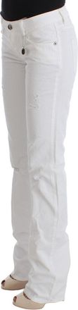 Costume National Womens White Cotton Slim Fit Denim Bootcut Jeans Clothing