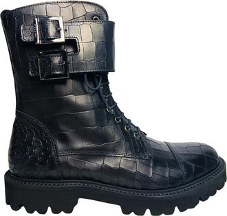 Pollini stivali e stivaletti Pelle - Dames - Veterlaarzen - Zwart - 39 EU - Leer - Schoenen