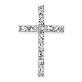Diamond2Deal 14k White Gold 3/4ct. Diamond Latin Cross Chain Slide Pendant