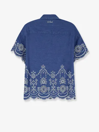 MC2 Saint Barth Embroidered Cotton Shirt - Blue