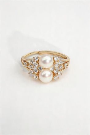 Classicharms Celeste Pearl Halo Ring in Gold at Nordstrom