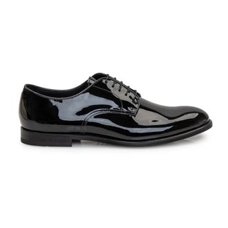 Doucal's Zwarte lakleren veterschoenen - Heren - Nette schoenen - Zwart - 40 1/2 EU - Leer - Schoenen