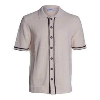 KANGRA Cardigans, male, Beige, Size: 2XL Shirt-style Short-sleeve Knit