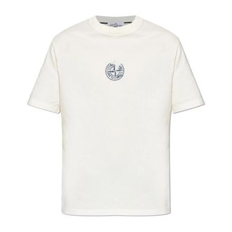 Stone Island T-shirt met logo - Heren - T-shirts - Beige - L - Katoen - Tops