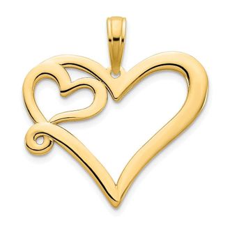 Diamond2Deal 14k Yellow Gold Heart in Heart Pendant