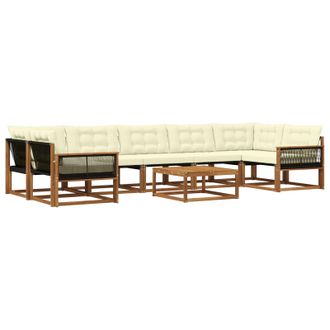 vidaXL Conjunto De Sof&aacute;s De Exterior Con Coj&iacute;n 8 Pcs Natural Y Crema Vidaxl