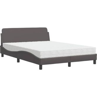 vidaXL Vidaxl - Cama Con Colch&oacute;n Cuero Sint&eacute;tico Gris 140x200 Cm