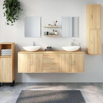 vidaXL Vidaxl - Set Mobili da Bagno 7 pz Rovere in Legno Multistrato