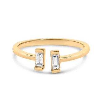 House of Brilliance 14K Yellow Gold Plated Sterling Silver 1/5 Ctw Baguette Diamond Open Band Ring in Yellow Gold Over Silver at Nordstrom, Size 7