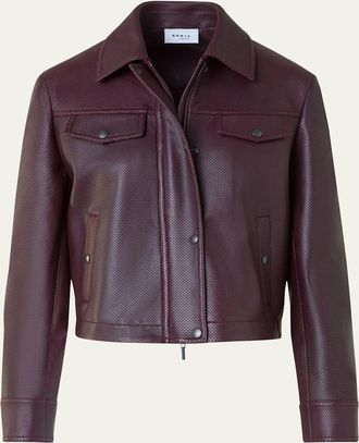 Akris Zip-Front Perforated Leather Jacket