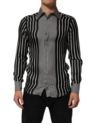 Dolce & Gabbana Silk Striped Shirt - Black