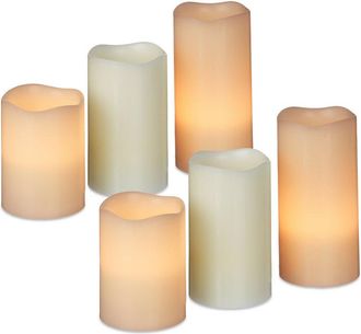 Relaxdays Relaxdays - Set De 12 Velas Led, El&eacute;ctricas, A Pilas, Navidad, Luz Centelleante, Cera, &Oslash; 7 Cm, 3 Tama&ntilde;os Diferentes, Crema
