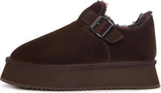 Cesare Gaspari Schoenen, Dames, Bruin, 37 EU, Suède, Cacao gesp shearling loafer - Bruin