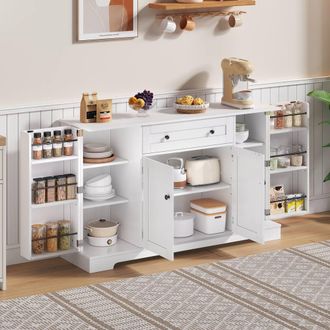 Matteo Multifunctional White Sideboard with Drawers & Adjustable Shelves