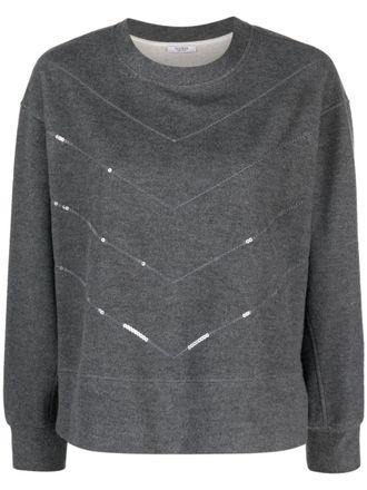 PESERICO sequin-embellished crew-neck sweatshirt - Grey