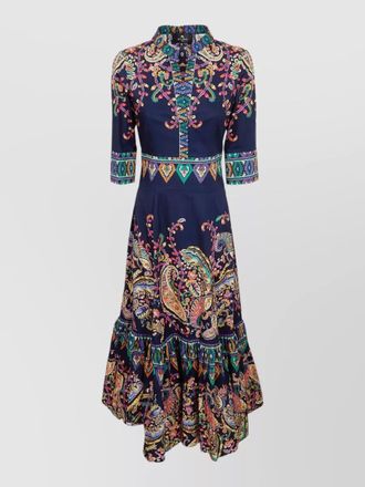 Etro cotton floral paisley print midi shirt dress