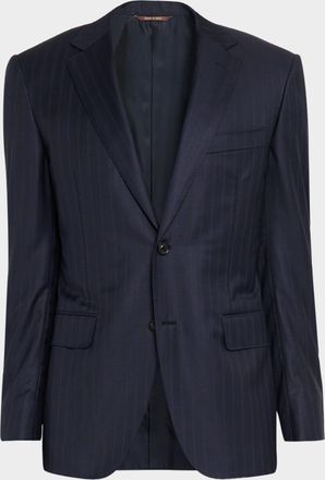 Canali Mens Tonal Stripe Wool Stretch Sport Coat