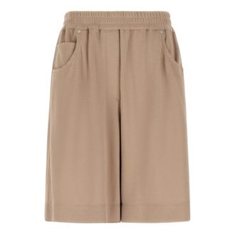 Brunello Cucinelli Elastische Shorts - Dames - Korte Broeken - Bruin - L - Katoen - Korte Broeken