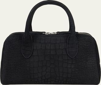 WE-AR4 The Ivy 22 Croc-Embossed Nubuck Leather Crossbody Bag