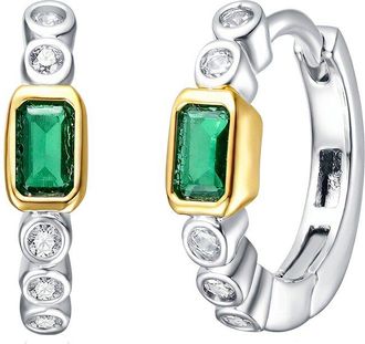 Rachel Glauber Plated Cz Hoop Earrings