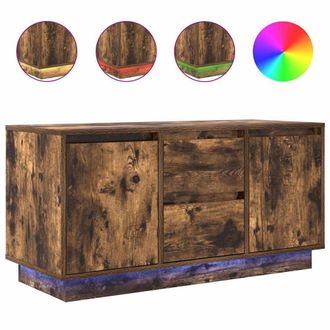 Berkfield Home TV Cabinet with LED Lights Smoked Oak 100x41x50 cm in Brown | Size: 100 x 41 x 50 cm