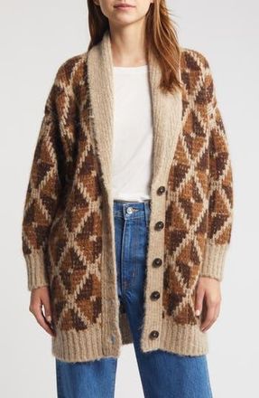 Frame Denim Grandfather Alpaca Blend Shawl Collar Cardigan in Cream Multi at Nordstrom Rack, Size X-Small