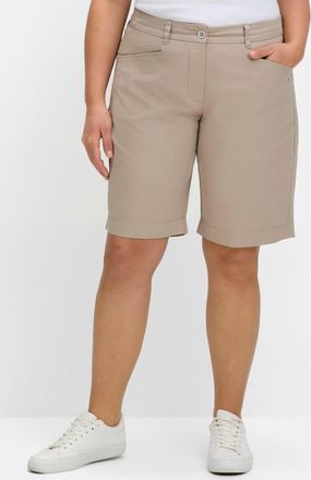 Sheego Bermudas SHEEGO, Damen, Gr. 44, Normalgr&ouml;ssen, helltaupe, 98% Baumwolle, 2% Elasthan, unifarben, Hosen Bermudas