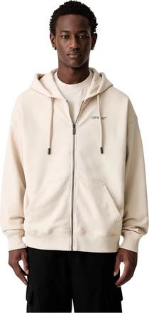 Off-white Half Arrows Zip Hoodie - Heren - Vesten met rits - Beige - XL - Katoen - Hoodies & sweatvesten