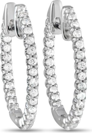 Luxury Bazaar 14K White Gold 0.42ct Diamond Inside-Out Hoop Earrings