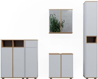 Vicco Set De Muebles De Ba&ntilde;o Didi, Blanco/artesano, 5 Partes