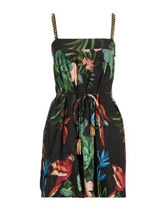 Farm Rio MIDNIGHT MACAW FIESTA BLACK SLEEVELESS MINI DRESS